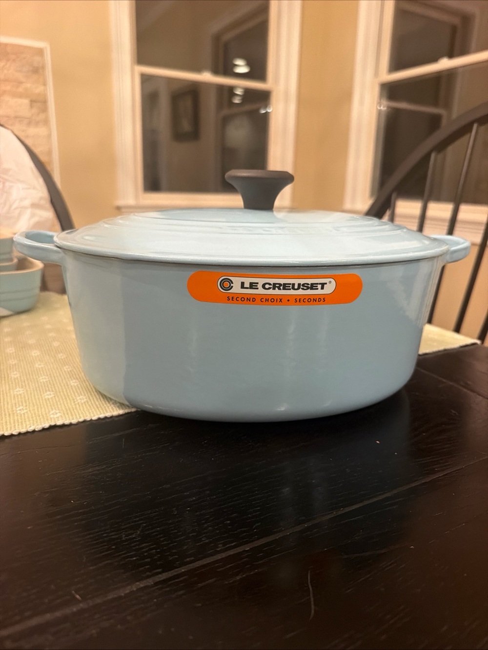 Le Creuset 31 RARE Sky Blue Oval Enameled Dutch Oven with Black Knob